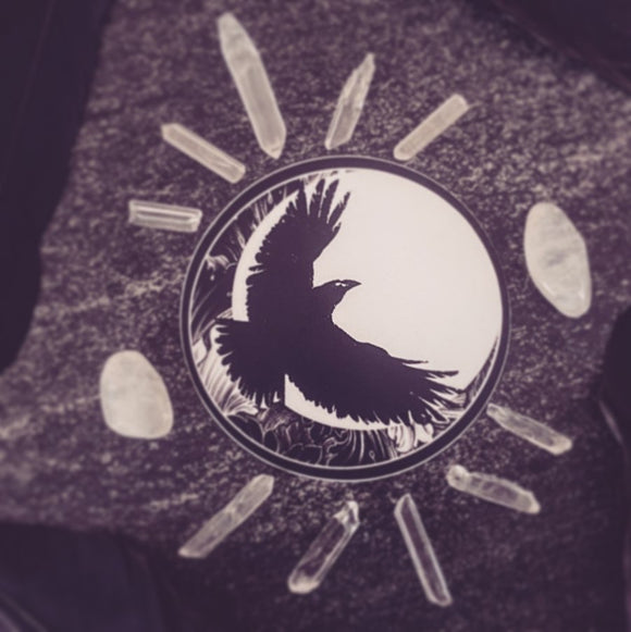The Raven in Flight Circle Sticker